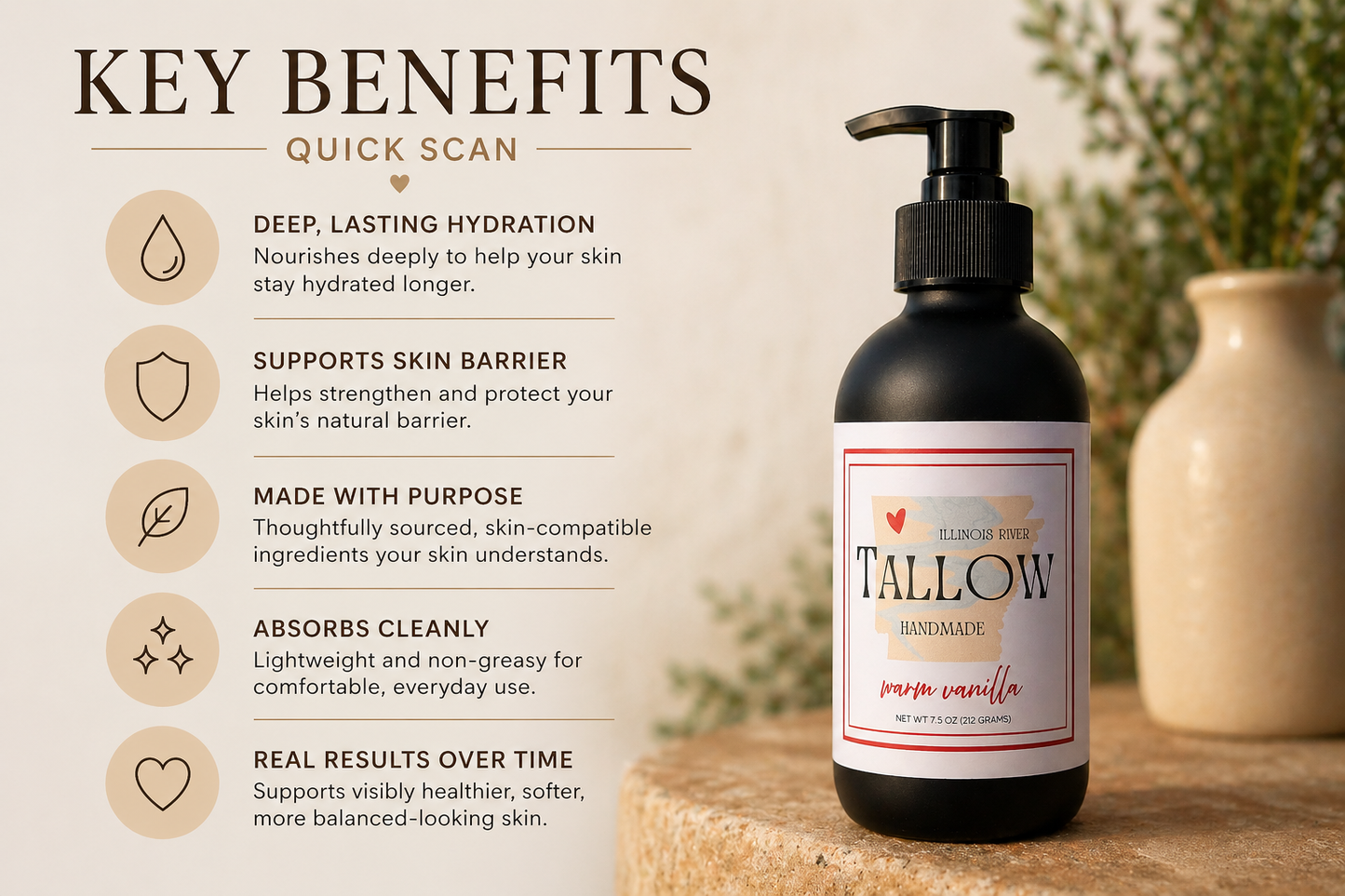 Tallow Balanced Lotion (Glass Bottle w/ pump)
