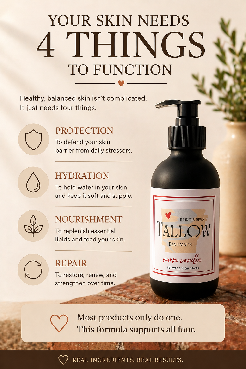 Tallow Balanced Lotion (Glass Bottle w/ pump)