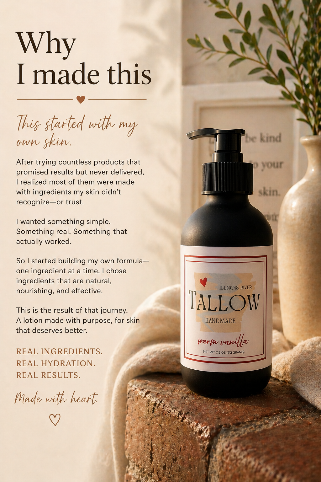 Tallow Balanced Lotion (Glass Bottle w/ pump)