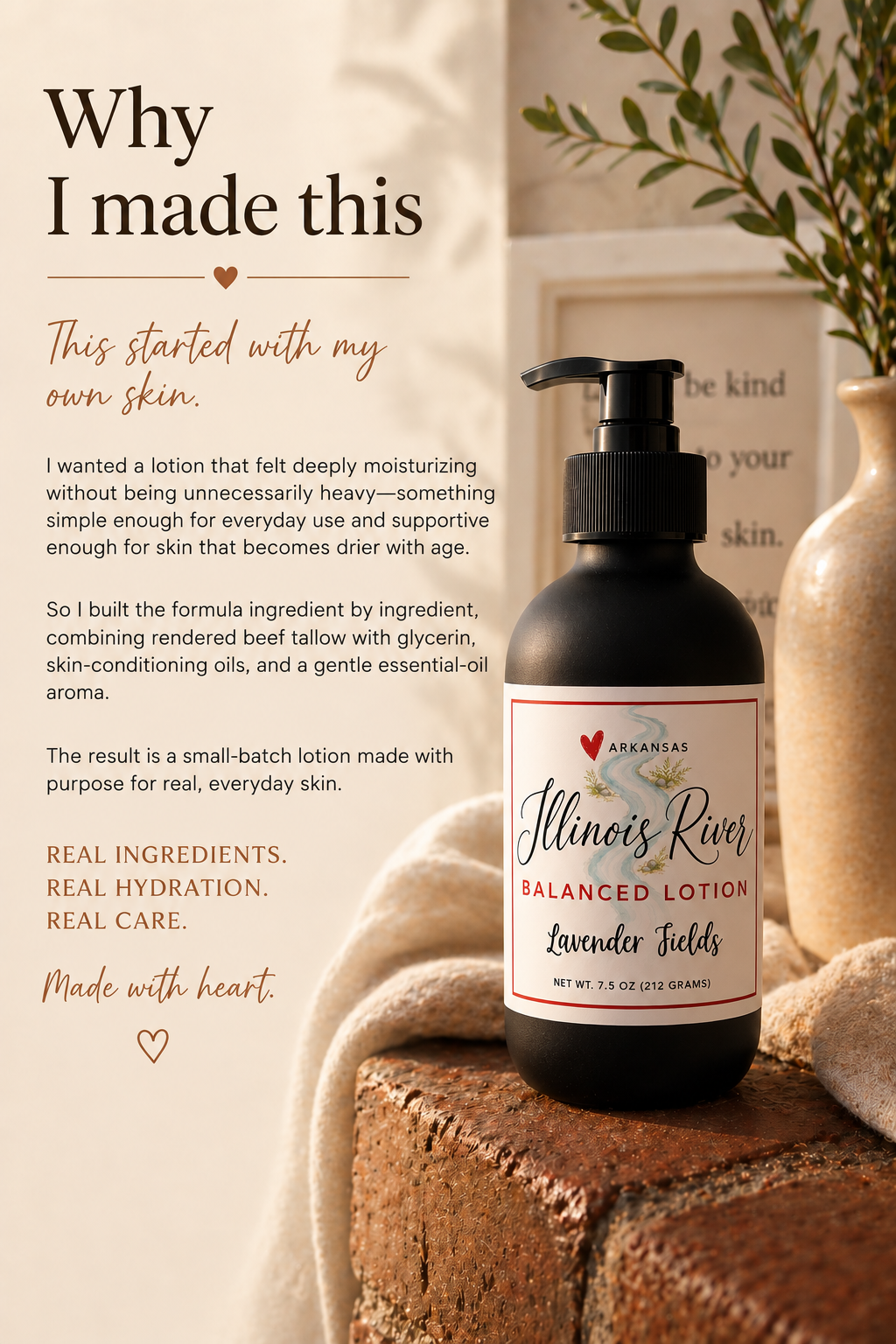 Tallow Balanced Lotion (Glass Bottle w/ pump)